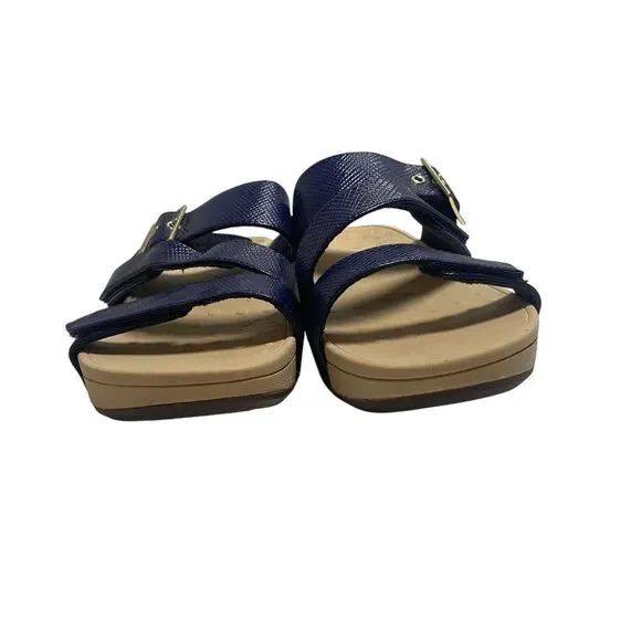 Vionic Rio Platform Sandals Wedge Adjustable Straps Navy Blue Womens Size 10.5 - Picture 2 of 10